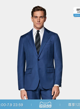 SUITSUPPLY中蓝色S110支羊毛外套男士西装上衣经典款