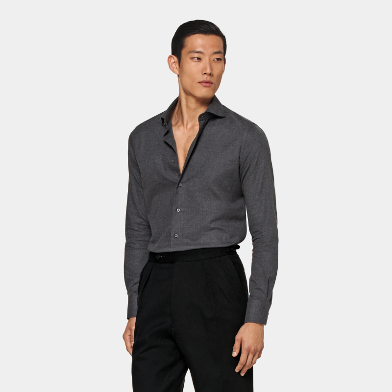 Suitsupply深灰色埃及棉衬衫