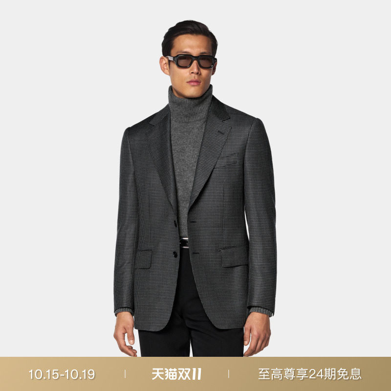26秋季新品SUITSUPPLY中灰色羊毛马海毛商务休闲西装上衣外套