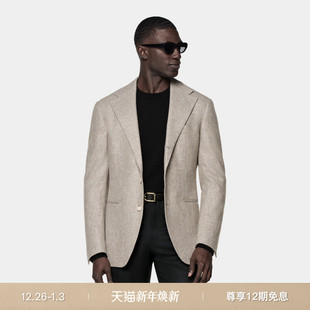 SUITSUPPLY西装 上衣 外套灰褐色羊毛法兰绒慵懒西装
