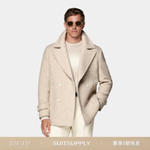 SUITSUPPLY 大衣外套 沙砾色羊毛商务休闲短款
