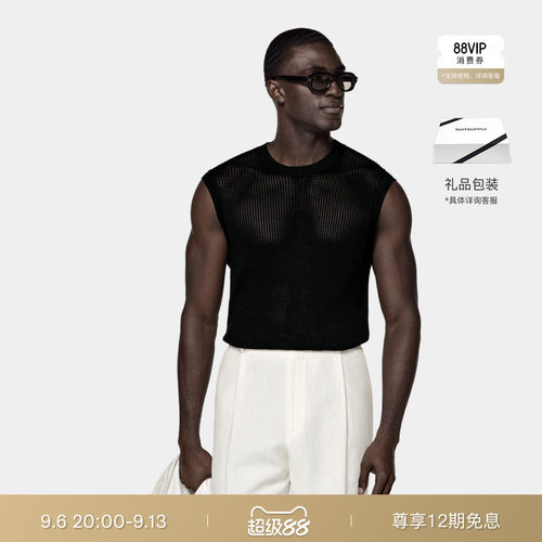 Suitsupply黑色棉混纺男士针织衫