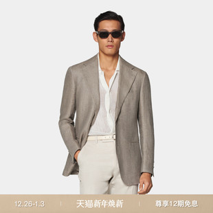 SUITSUPPLY浅棕色亚麻西服外套宽松慵懒男士 上衣 西装