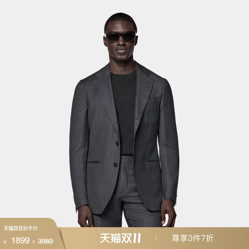 【天猫专享】奥莱SUITSUPPLY深灰色S130支羊毛外套男士西装上衣