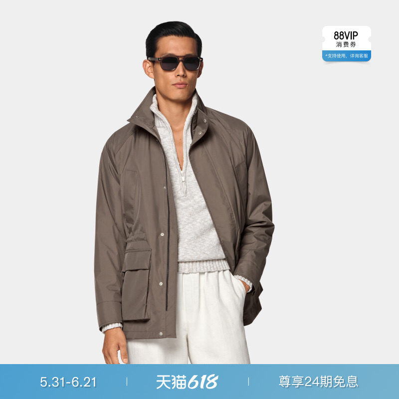 26夏季新品SUITSUPPLY灰褐色科技面料男士拉格伦野战外套夹克