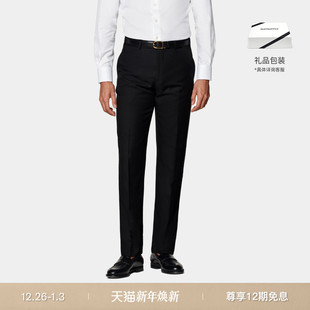 款 SUITSUPPLY秋黑色S110支羊毛直筒男士 经典 正装 长裤