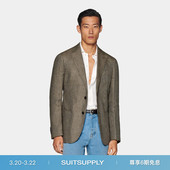 SUITSUPPLY中棕色亚麻格纹西服外套男士 上衣 西装