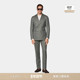 套装 SUITSUPPLY中绿色羊毛混纺男士 条纹西装 合体身型双排扣