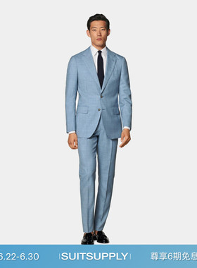 SUITSUPPLY浅蓝色热带羊毛西服经典男士西装套装