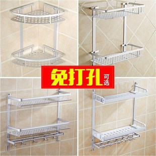 卫生间免洗手间浴室放洗发水沐浴露衣服毛巾的架子墙上置物架打孔
