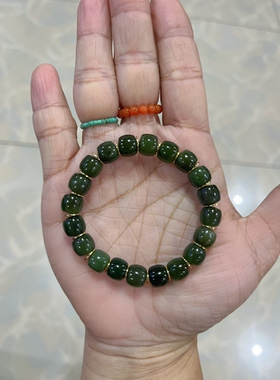 新中式国风原创设计天然和田玉碧玉直切珠串手串手链