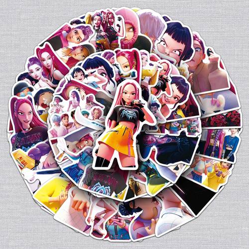 50张猎魔女团贴纸动画KPOP Demon Hunters电影防水装饰保温杯贴纸