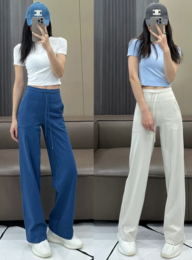 元气田野休闲直筒裤女! throwback亚洲版阔腿裤高腰磨毛健身长裤