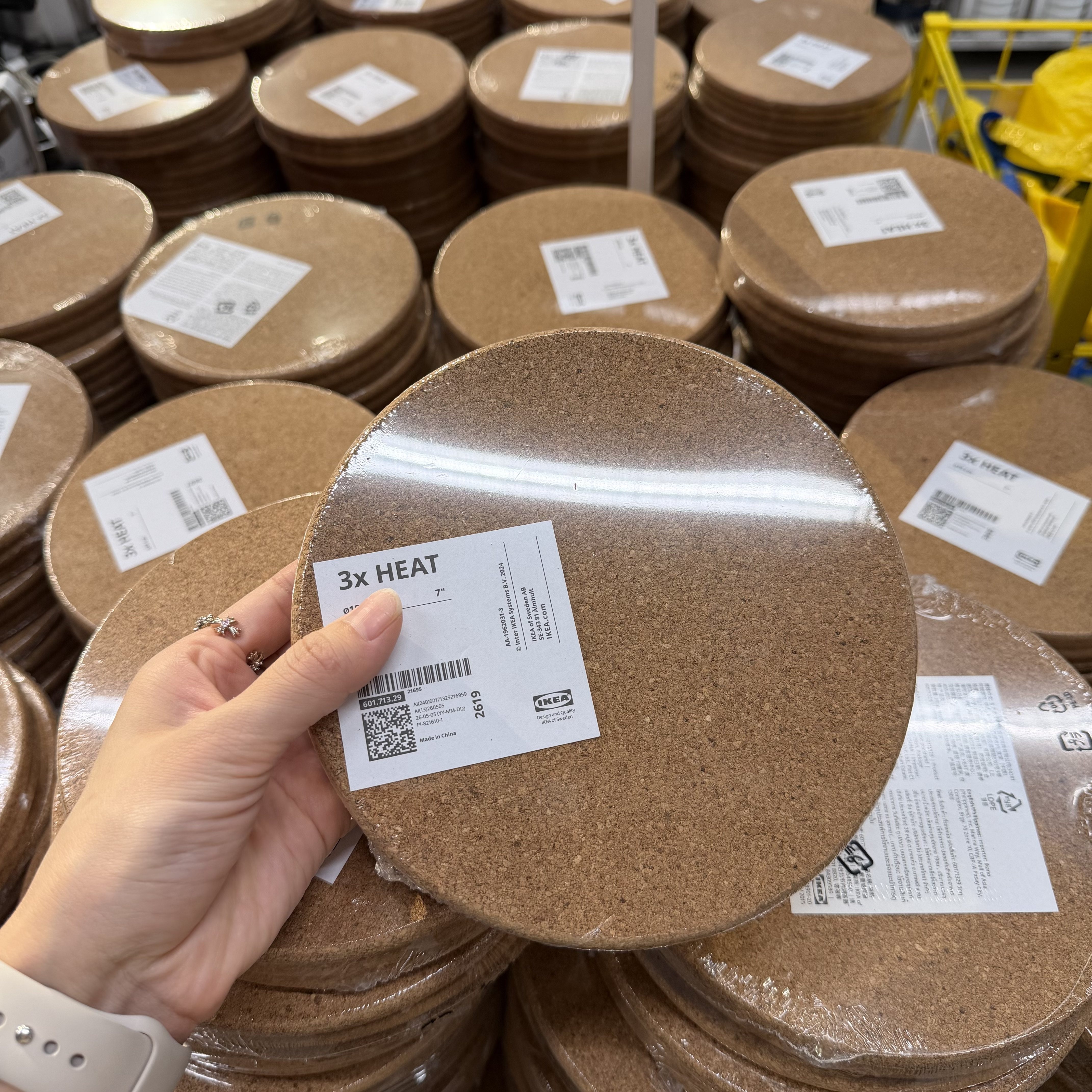IKEA宜家代购席特软木锅垫桌垫防烫隔热垫杯垫碗垫子3个装正品