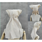 亚麻男女孝帽白事专用帽孝女孝女孝媳妇帽 尖顶披盖帽出殡服饰