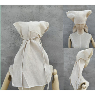 亚麻男女孝帽白事专用帽孝女孝女孝媳妇帽 尖顶披盖帽出殡服饰