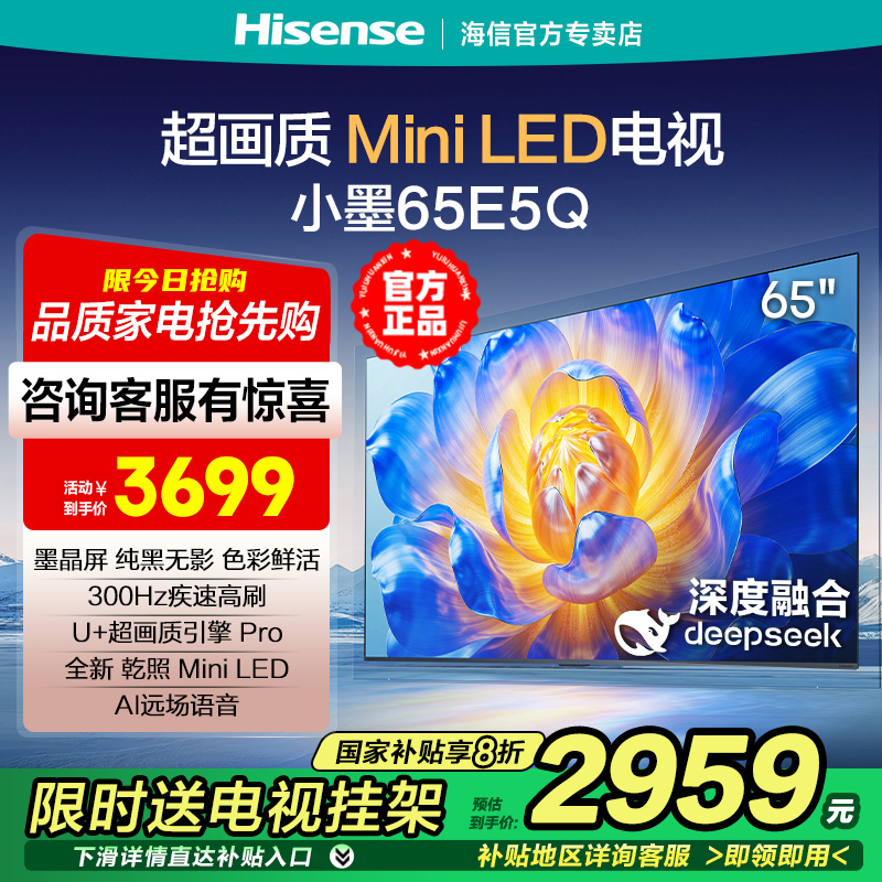 海信电视小墨E5Q 65英寸超画质U+ Mini LED墨晶屏300Hz高刷4K电视