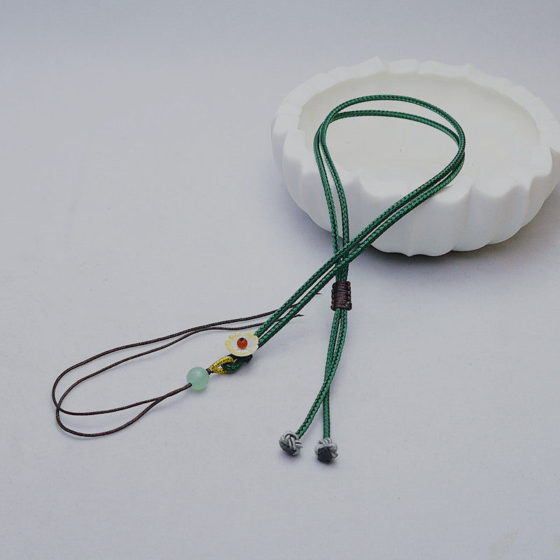 BODHI ON THE CLOUDS ORIGINAL DESIGN HAND-WOVEN PENDANT ROPE JADE PENDANT LANYARD GOLD CRYSTAL JADE NECKLACE ROPE