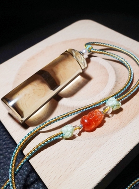 原创天然黄水晶柱手工吊坠绳项链