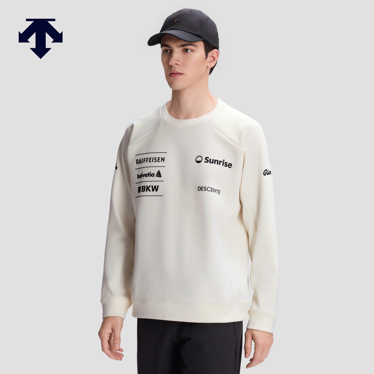 DESCENTE迪桑特SKI STYLE系列运动休闲男亲肤针织套头衫圆领卫衣