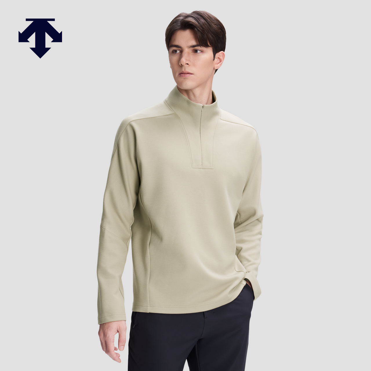 DESCENTE迪桑特DUALIS系列都市通勤男士半拉链针织套头衫秋冬新品