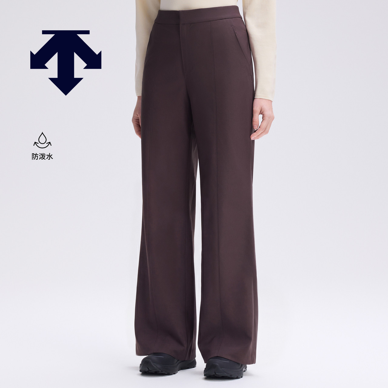 DESCENTE迪桑特女士SOLOTEX直筒宽松防泼水梭织运动长裤新品