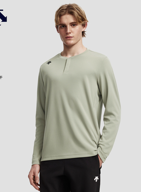 DESCENTE迪桑特TRAINING运动健身男士吸湿速干亨利领长袖针织衫