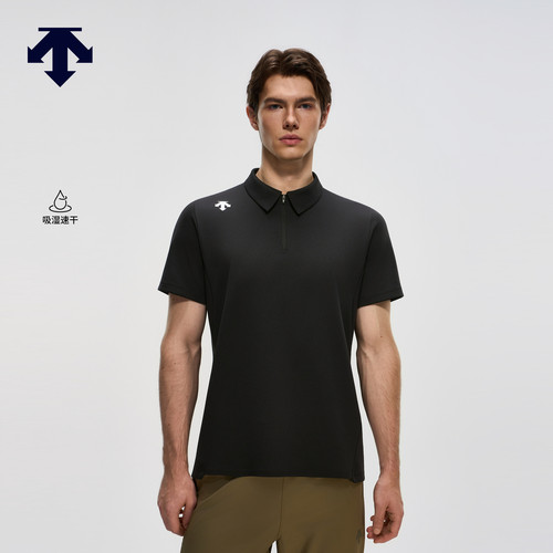 DESCENTE迪桑特TRAINING系列男士吸湿速干半拉链短袖POLO衫新品