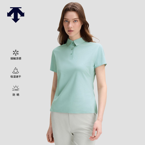 DESCENTE迪桑特DUALIS系列都市通勤女士防晒凉感速干短袖POLO衫