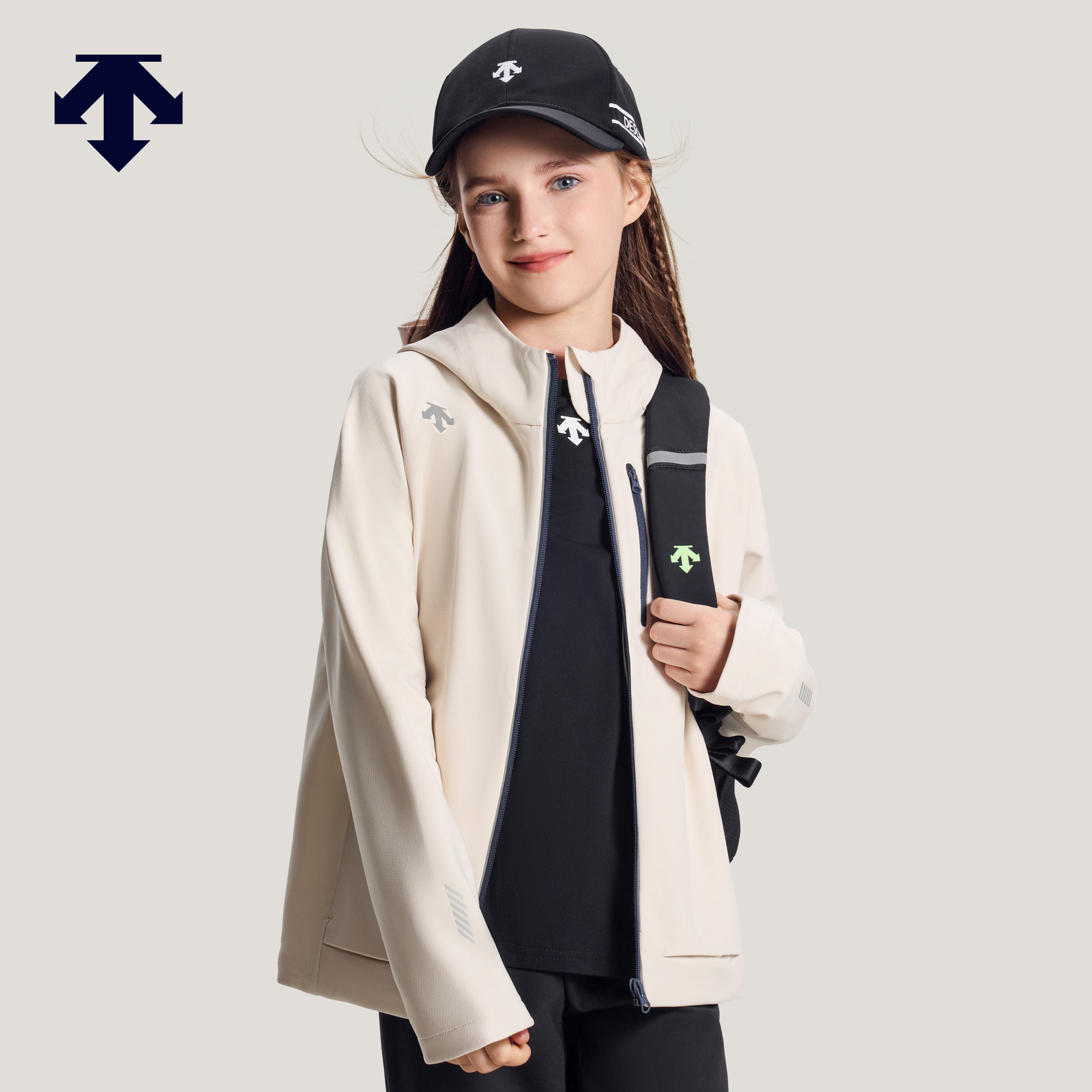 DESCENTE迪桑特 儿童RUNNING系列男女童同款梭织上衣