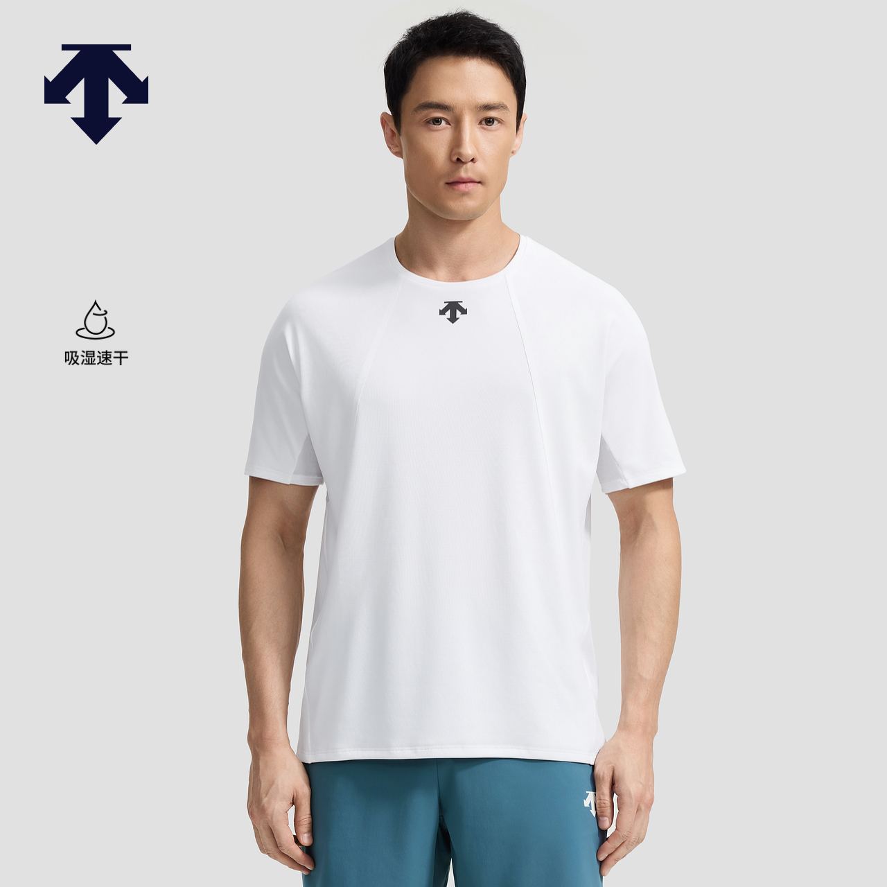 DESCENTE迪桑特RUNNING系列跑步运动健身男士短袖针织衫