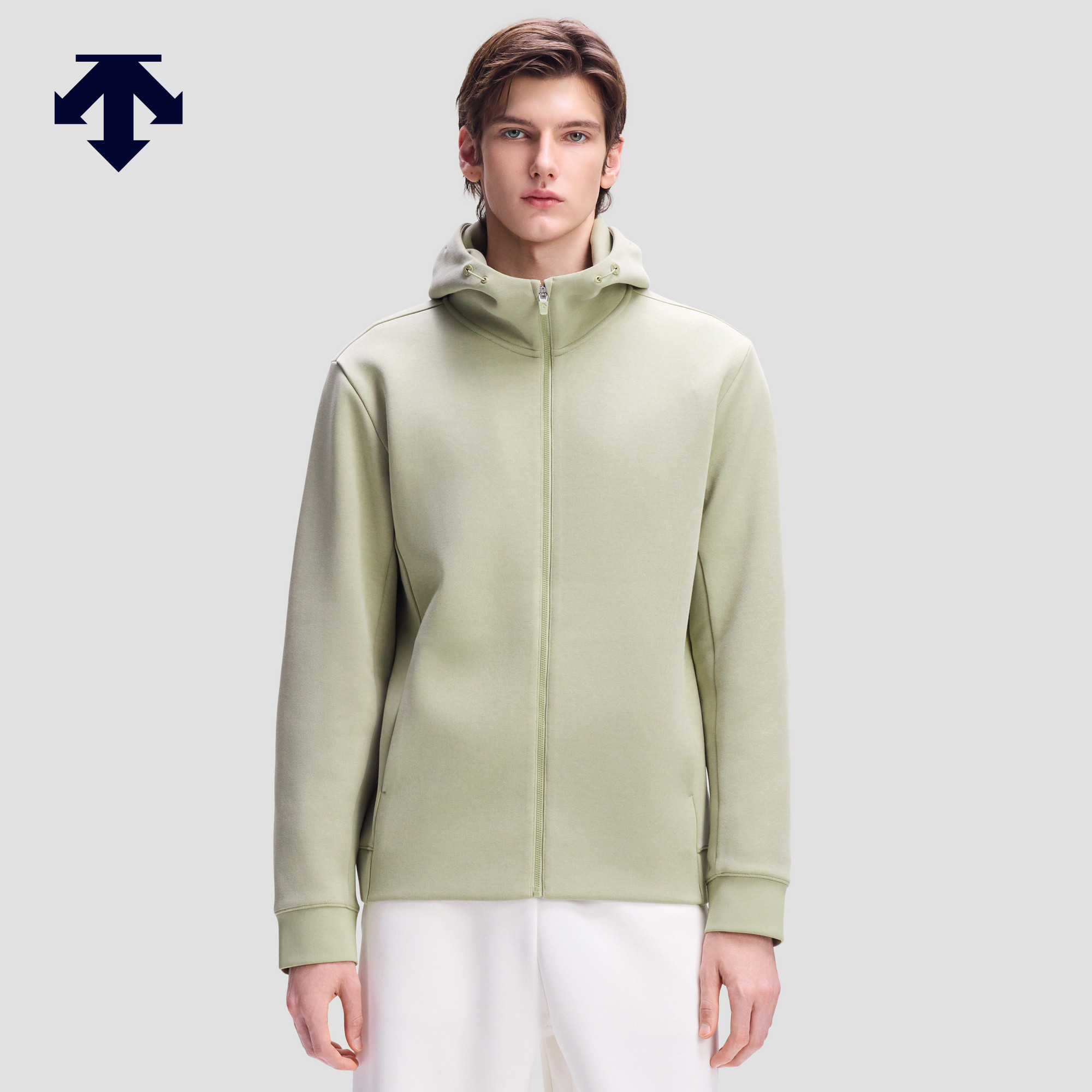 DESCENTE迪桑特ESSENTIAL系列男女同款连帽针织运动外套新品