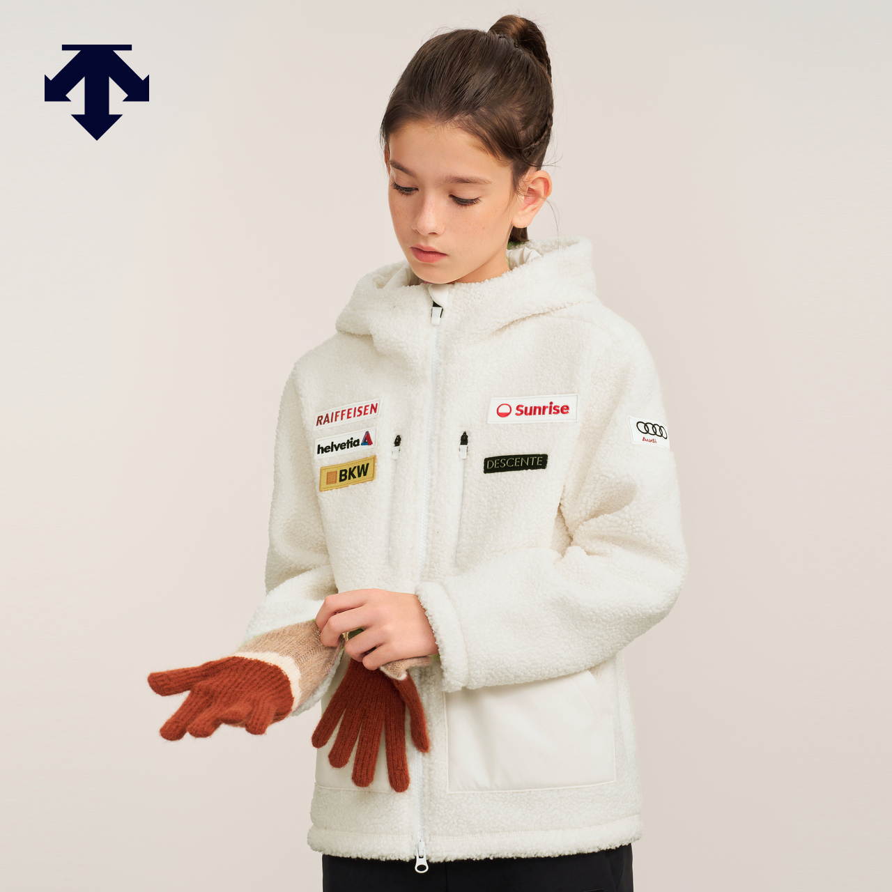 DESCENTE迪桑特 儿童SKI STYLE系列男女童同款针织运动上衣冬季