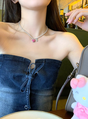 可爱小熊珍珠项链2023新款轻奢