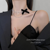 2020年新款 高级感韩版 镶钻蝴蝶结choker项圈双层颈链锁骨链项链女