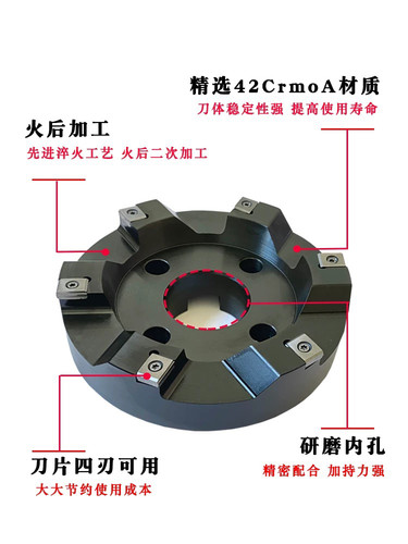 精铣刀盘6F2K数控可转位镜面高光洁度修光刃平面精加工合金铣刀盘
