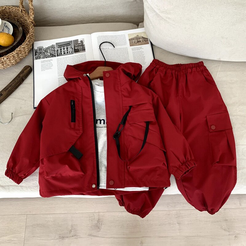 2026新款男童洋气时髦春秋套装秋季女童休闲外套冲锋衣裤子两