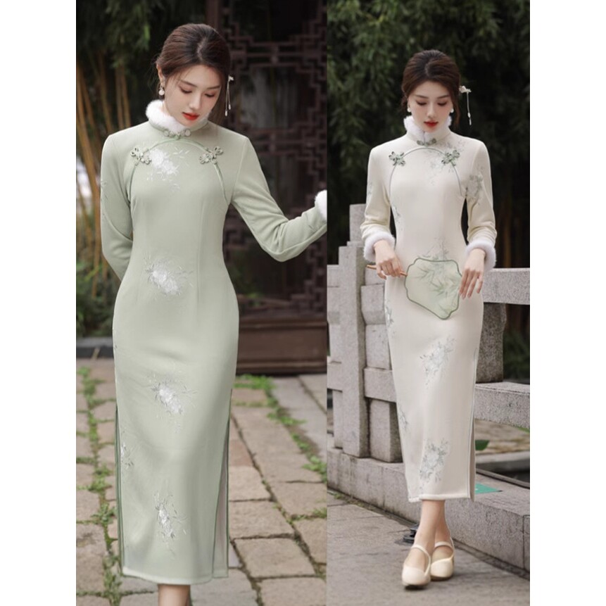 2026新款新中式国风女装冬季加绒加厚改良旗袍年轻款修身显瘦