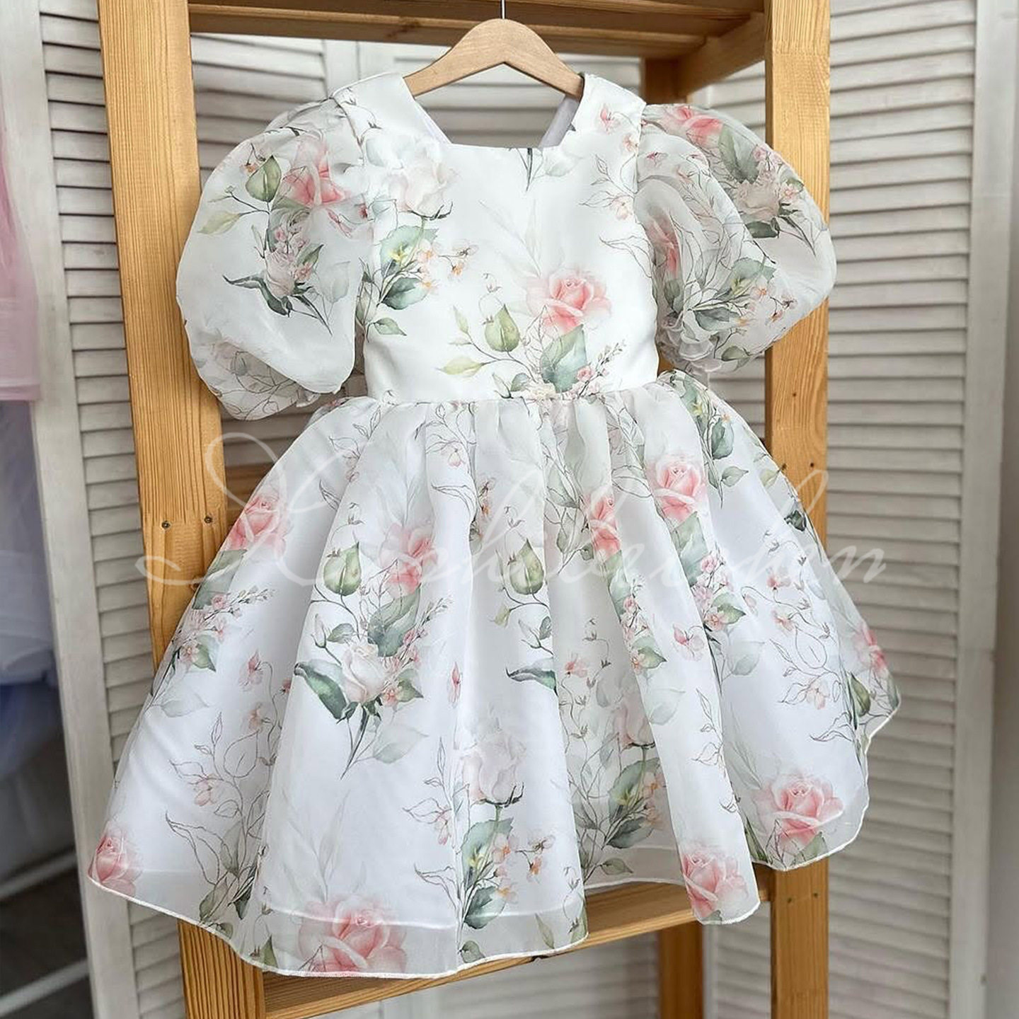 2026新款宝宝一周岁礼服女童印花中小童甜美可爱泡泡袖公主裙