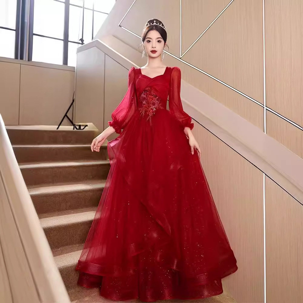 2026新款红色敬酒服新娘结婚法式轻奢订婚礼服裙女婚服感夏季