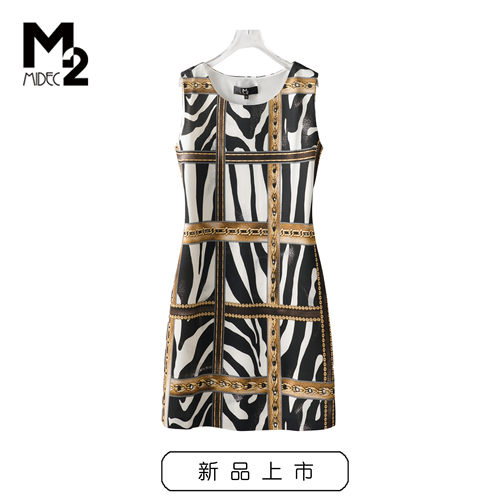M2折扣店夏季宽松大码显瘦中年妈妈无袖背心连衣裙