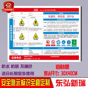 储罐有限受限空间安全作业告知未经许可禁止入内标识铝板标牌定制