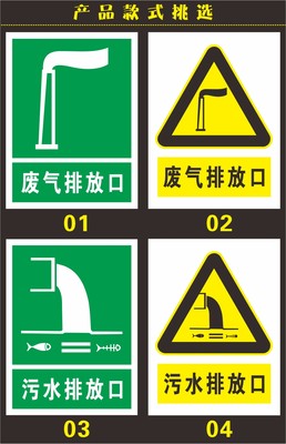 废气排放口说明标识牌标示 警告环境保护标志 环保标志安全标识牌