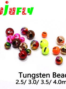 3/3.5/4mm彩色开槽钨珠飞蝇绑制材料 jig nymph加重钨金属头珠