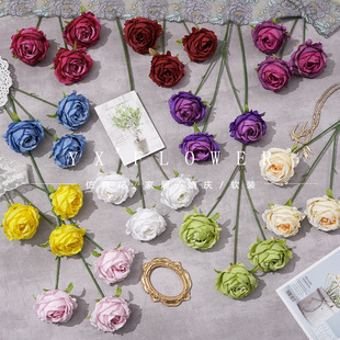 3头梦幻玫瑰仿真假花婚庆礼堂花排路引用花高级花艺插花布景装饰