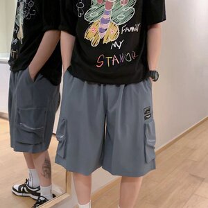 大口袋短裤男夏季男生宽松薄款ins五分裤子411-1-d242-p35图片