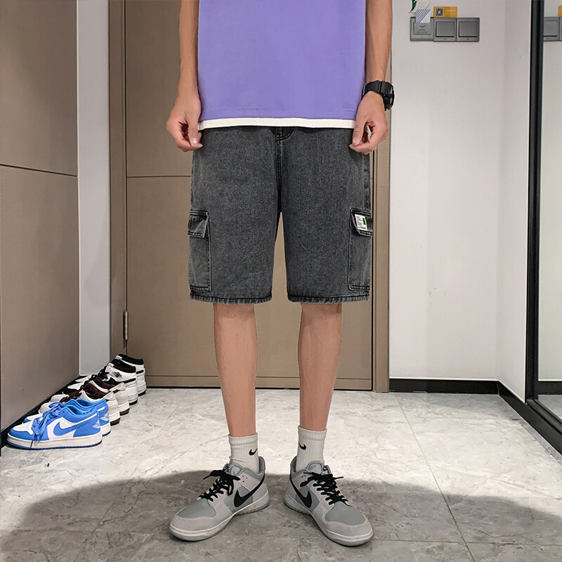 牛仔裤男宽松韩版潮流百搭复古ins潮牌直筒五分裤411-1-k5008-P48,男装牛仔裤,星座410-2
