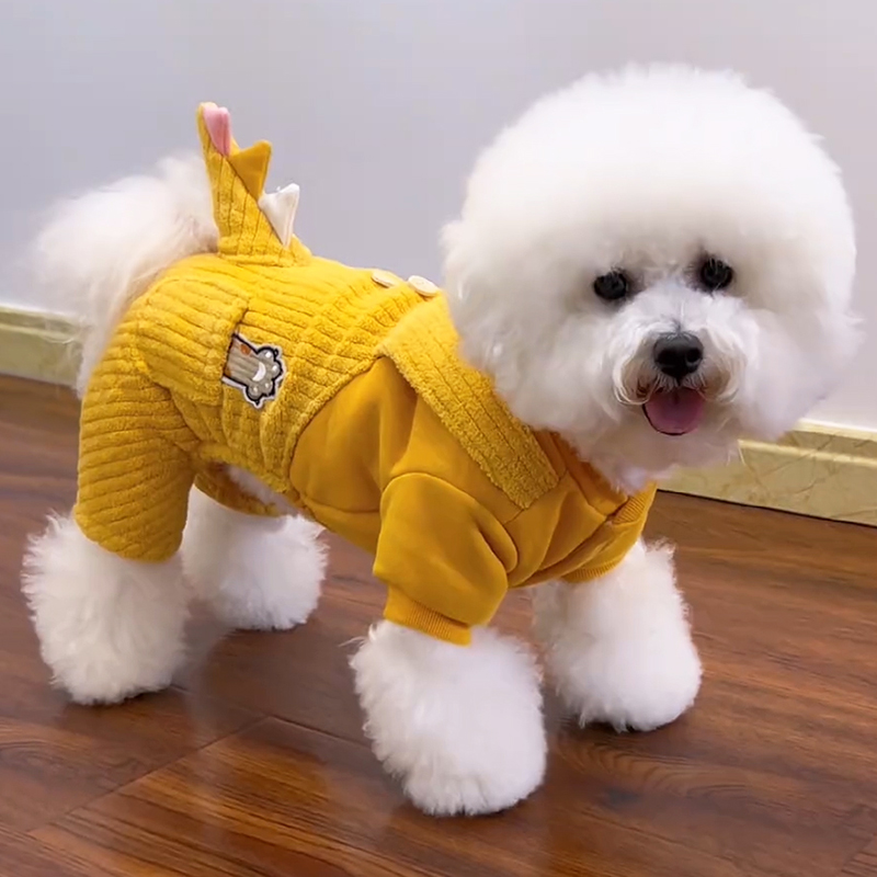 可牵引狗狗衣服秋冬款四脚小型犬衣比熊泰迪幼犬宠物冬季保暖棉服