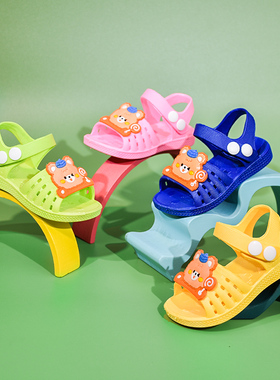防尿塑料幼儿凉鞋儿童男童女童防滑软底宝宝0-1-2-3岁夏季学步鞋