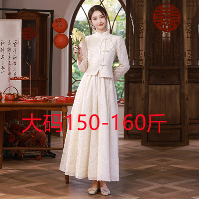 新中式大码胖mm伴娘服冬季长袖